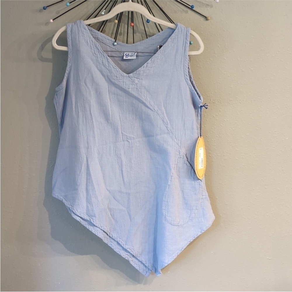 Oh My Gauze! Light Blue Asymmetrical Tank Top